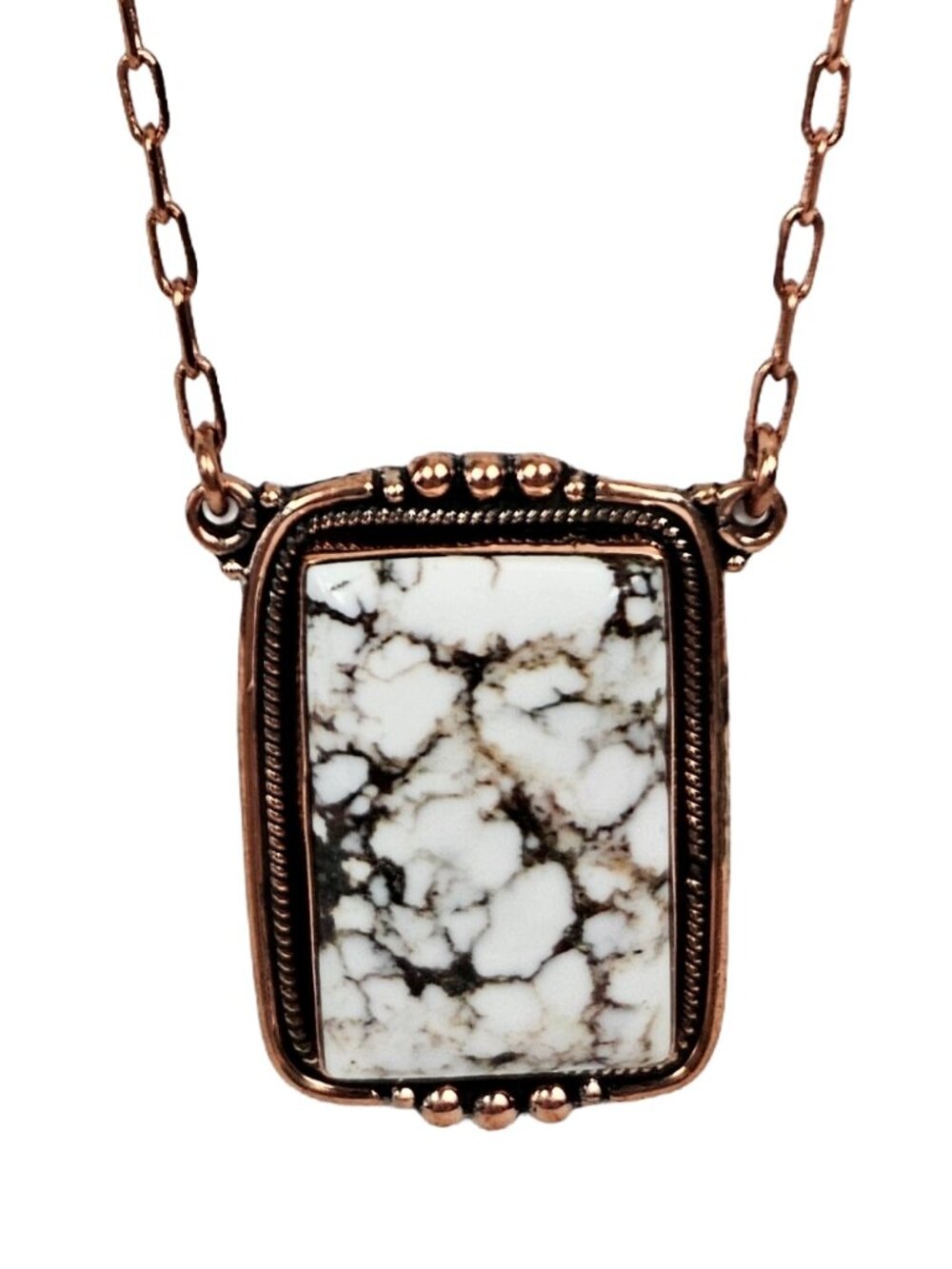 NWT Copper Wild Horse Jasper Rectangle Stone Necklace 20" Length